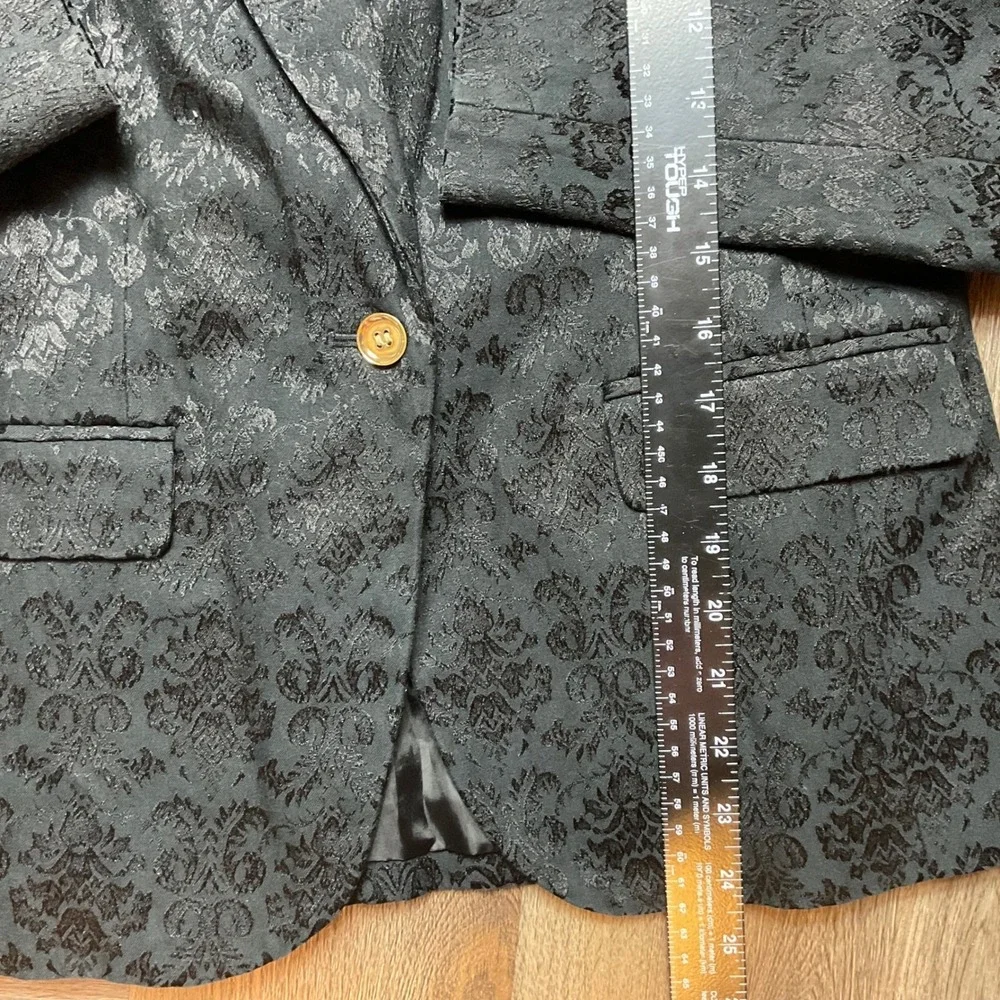 Dana Buchman‎ Damask Jacquard Blazer Jacket Womens 6 Black Elegant Brocade Paris